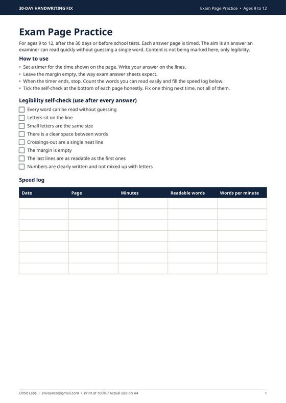 Cover of the Exam Page Practice booklet