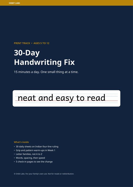 Cover of the 30-Day Print Workbook, ages 5 to 12