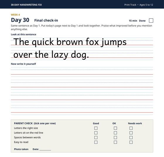 Day 30 final check-in page